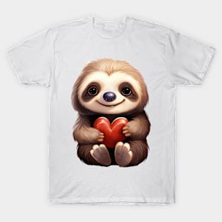 Valentine Sloth Holding Heart T-Shirt